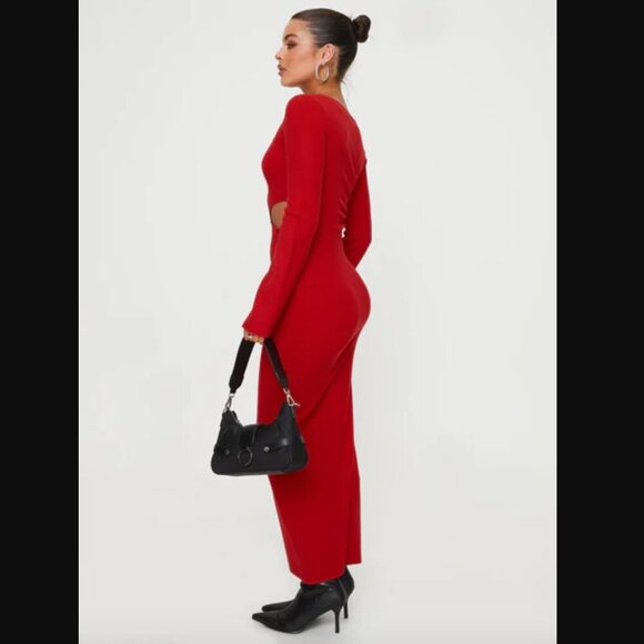 Princess Polly Whitley Red Cut Out Knit Maxi Dress XS/S - Picture 7 of 12